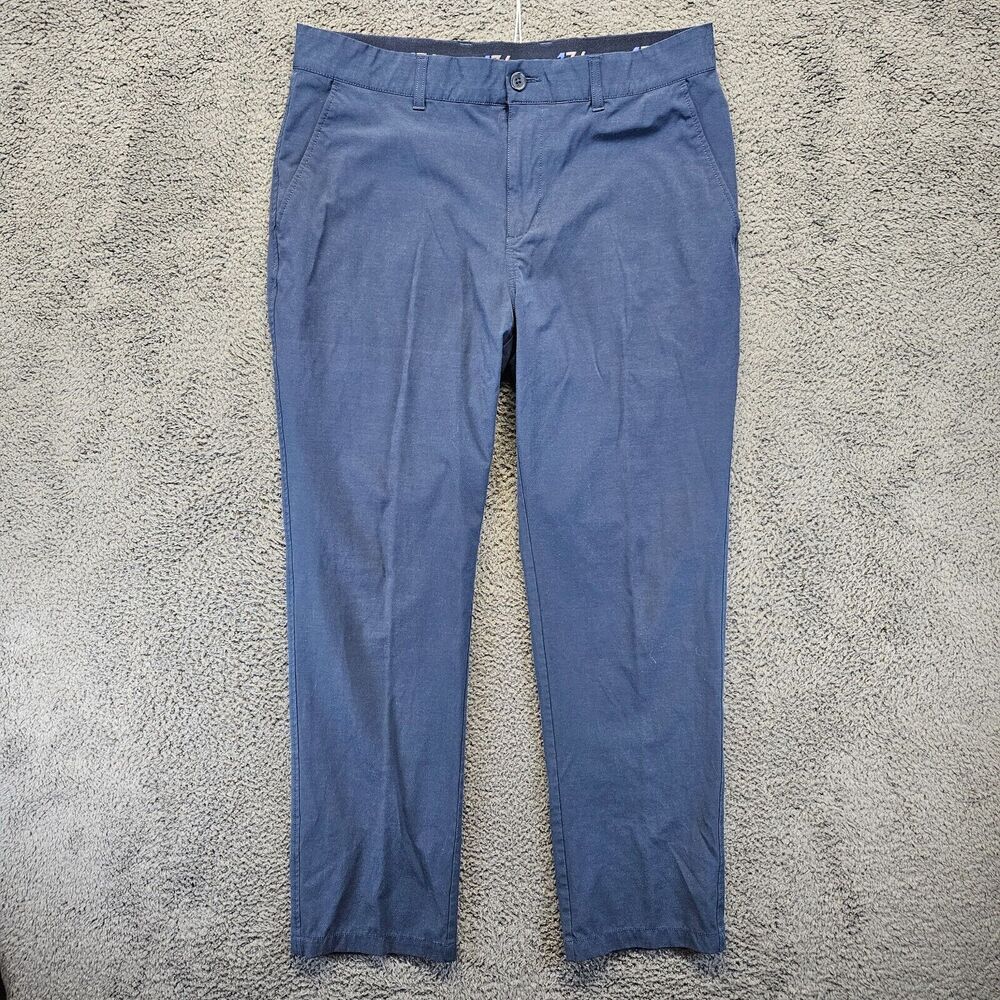 1764 Golf Pants Men Size 36x32 Blue Straight Leg Performance Chino Elastic Waist